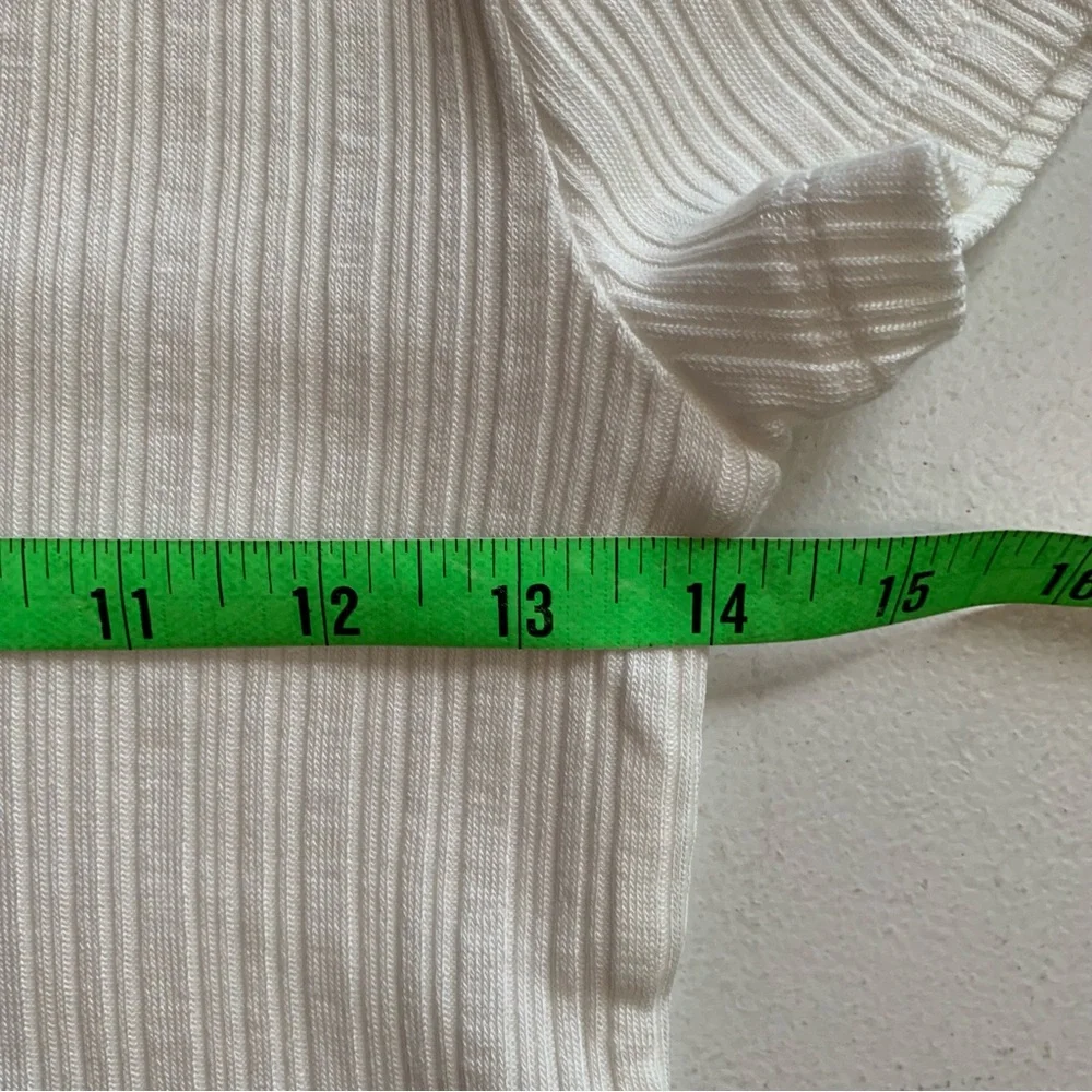 Madewell Ivory Ribbed V-Neck Polo Tee Size XXS NWT - Picture 15 of 17